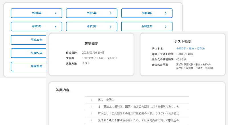 予備試験・司法試験の過去問に対応